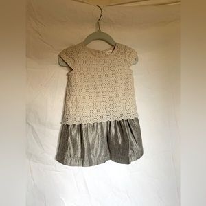 Baby gap cream and metallic silver paisley holiday dress